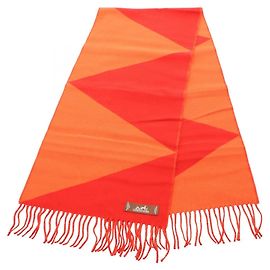 Hermès Écharpe en cachemire Hermes Casaque Zigzag Rouge Orange