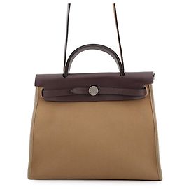 Hermès Sac à main Hermes Herbag Zip PM Taupe Damier ebène