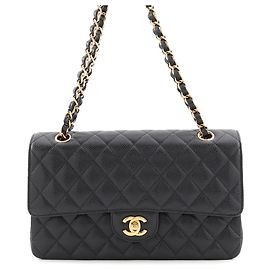 Borsa a tracolla con catena Chanel in pelle di vitello martellata nera Nero