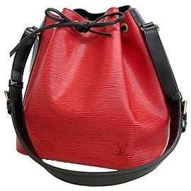 Bolsa de Ombro Louis Vuitton Epi Petit Noé Preto Vermelho