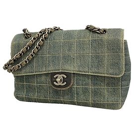 Borsa a tracolla Chanel in denim blu Blu