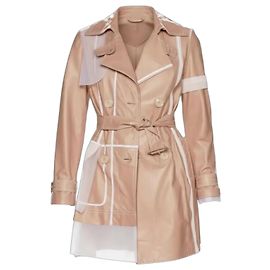 Trench-coat Christian Dior Galliano Cuir Beige SS06 Beige