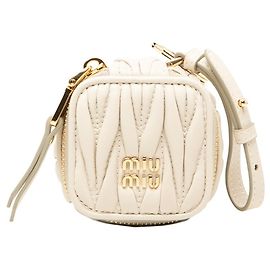 Miu Miu Matelassé Keychain Accessory Bag Charm Brown Beige