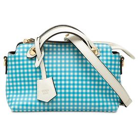 Fendi Gingham Check By The Way Mini Handbag White Blue
