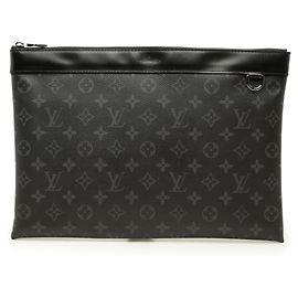 Louis Vuitton Monogram Eclipse Pochette Discovery Clutch Bag Black