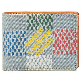 Carteira Bi-fold Louis Vuitton Damier Denim Azul Multicor