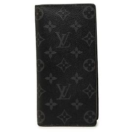 Louis Vuitton Monogram Eclipse Portefeuille Brazza Long Wallet Negro