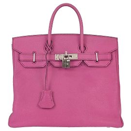 Hermès Hermes HAC Birkin Pink Chevre de Coromandel with Palladium Hardware 28 Rosa