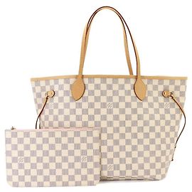 Louis Vuitton Neverfull MM Damier Azur Tote Handbag Pink Other