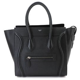 Céline Celine Luggage Micro Shopper Handbag Black