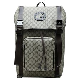 Gucci GG Supreme Interlocking G Backpack Brown Beige