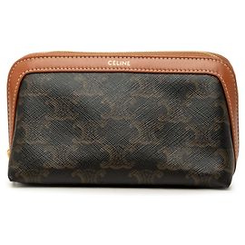 Céline Celine Triomphe Small Cosmetic Pouch Handbag Marrone