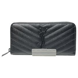 Autre Marque Cartera larga de piel Saint Laurent Negro