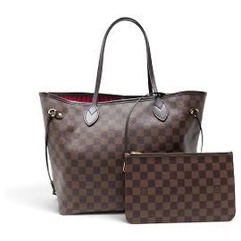 BOLSA DE MÃO LOUIS VUITTON NEVERFULL TOILE DAMIER EBENE CABAS N40599 Marrom