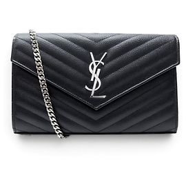 Autre Marque NEUF SAC A MAIN SAINT LAURENT CASSANDRE 377828 WALLET ON CHAIN WOC BAG NEW Noir