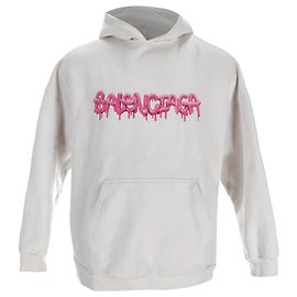 Sweat à capuche Balenciaga imprimé Slime en coton blanc Blanc Écru