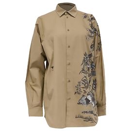 Camicia button-down stampata Dior Jardin d'Hiver in cotone beige Beige
