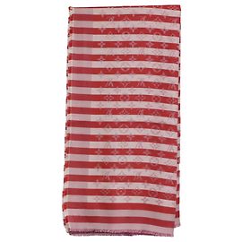 Sciarpa monogram a righe Louis Vuitton in seta rossa Rosso