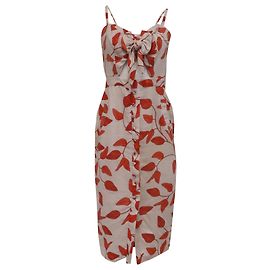 Robe midi Johanna Ortiz à imprimé feuilles en lin multicolore Multicolore