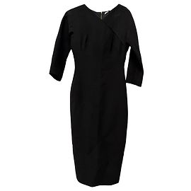 Robe midi Victoria Beckham en laine noire Noir