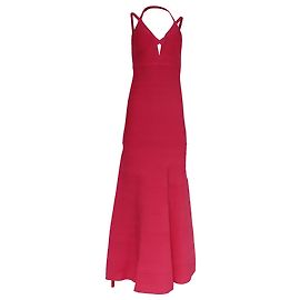 Herve Leger Halterneck Maxi Kleid aus rosa Rayon Pink
