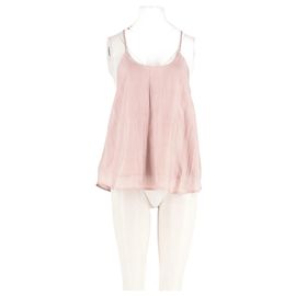 The Row Rosa Seidentop mit V Ausschnitt Pink