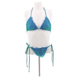 Autre Marque Biquíni verde com renda azul Verde