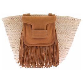 Pierre Hardy Bolsa de vime com franjas Bege