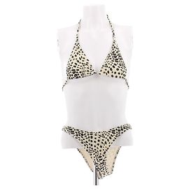 Autre Marque Bikini amarillo con lunares negros Amarillo