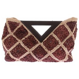 Veronica Beard Clutch de ráfia Vesper Marrom