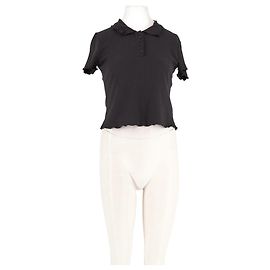 Autre Marque Polo cropped de algodão preto VIKTORIACHAN Preto