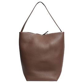 The row Saco tote N/S Park grande em couro castanho Marrom