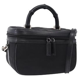 GUCCI Sac à main Vanity Bamboo Nylon 2way Noir Argent 013 2490 Autre