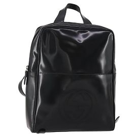 GUCCI Backpack Patent Black Silver Altro