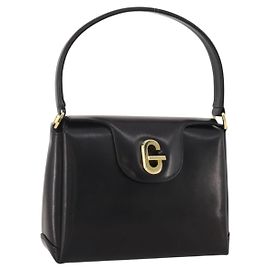 GUCCI Bolsa de mão em couro preto e dourado Outro