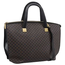 Céline CELINE Macadam Hand Bag PVC Leather 2way Black Gold Tone Altro