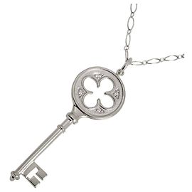 Autre Marque Collar Llave Trébol Tiffany & Co. con Diamantes en Oro Blanco 18K Otro