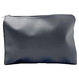 Louis Vuitton Black Taurillon Leather Clutch Bag Black
