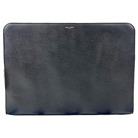 Autre Marque Saint Laurent Black Leather Clutch Bag Black