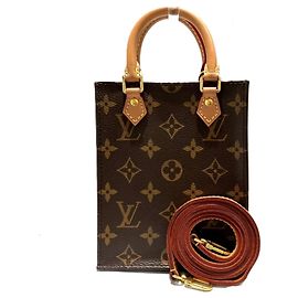 Bolso Tote Louis Vuitton Petite Sac Plat Castaño Monograma