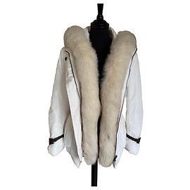 Autre Marque Blouson blanc avec col en fourrure Blanc