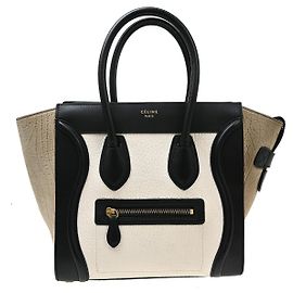 Céline Celine Tricolor Luggage Leather Micro Beige