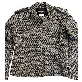 Chaqueta Chanel en tweed blanco y negro Negro Blanco