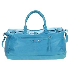 Balenciaga Squash Duffle Leather Medium Azul