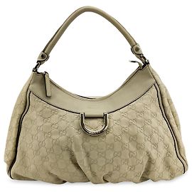Gucci D Gold Hobo Guccissima Leather Large Beige