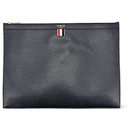 Thom Browne Zip Document Holder Leather with Applique Navy blue
