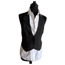 Dolce & Gabbana Conjunto de camisa e colete riscado Preto Branco