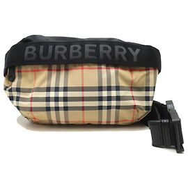 Bolsa Tiracolo Burberry em Nylon e Couro Marrom Bege