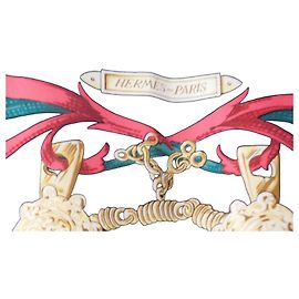Hermès "Le Mors à la Connétable" Seidentuch Rot Blau Golden Grün