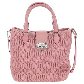 Miu Miu Crystal Convertible Top Handle Matelasse Leather Small Rose